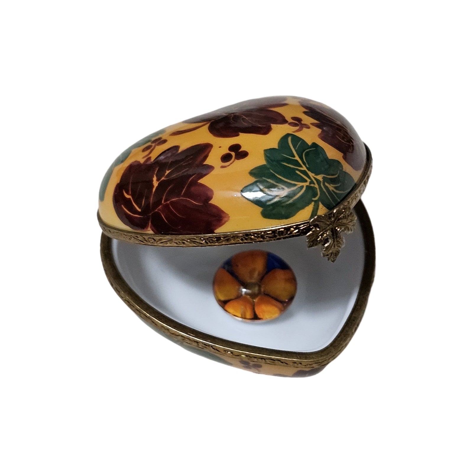 Autumn Leaves Heart Keepsake Box Porcelain Limoges Heart autumn French Trinket Box