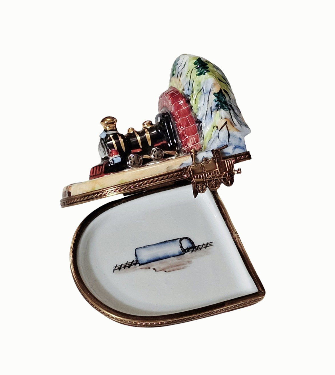 Train in Tunnel Limoges Box Porcelain Limoges train French Trinket Box