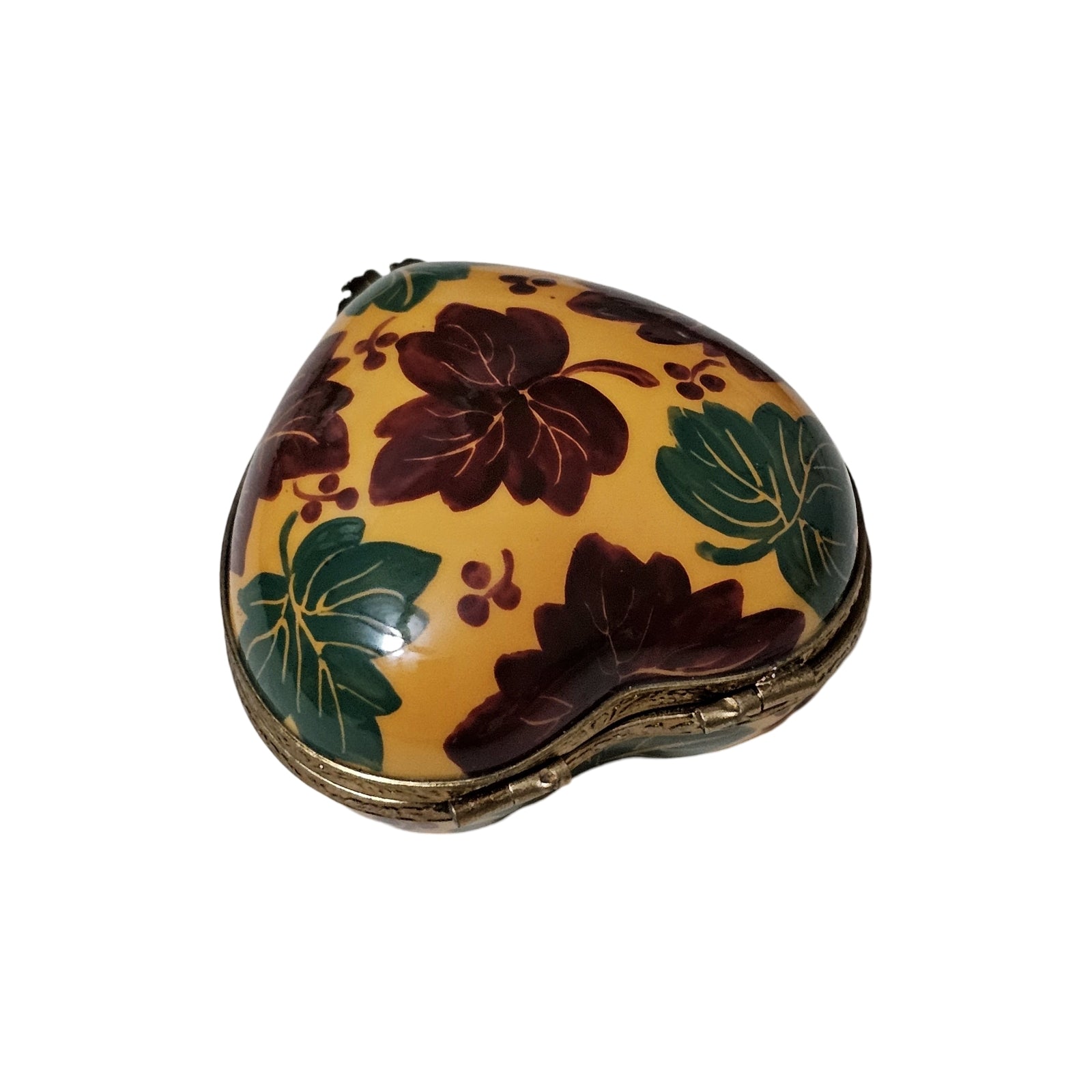 Autumn Leaves Heart Keepsake Box Porcelain Limoges Heart autumn French Trinket Box