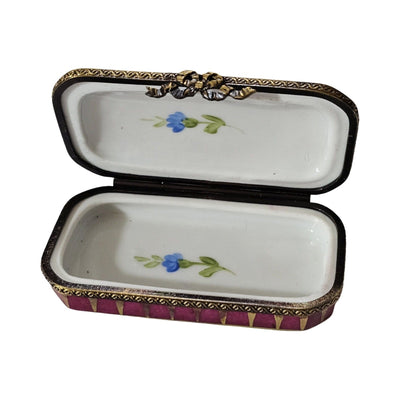Red and Gold Rectangle Box with Flowers Limoges