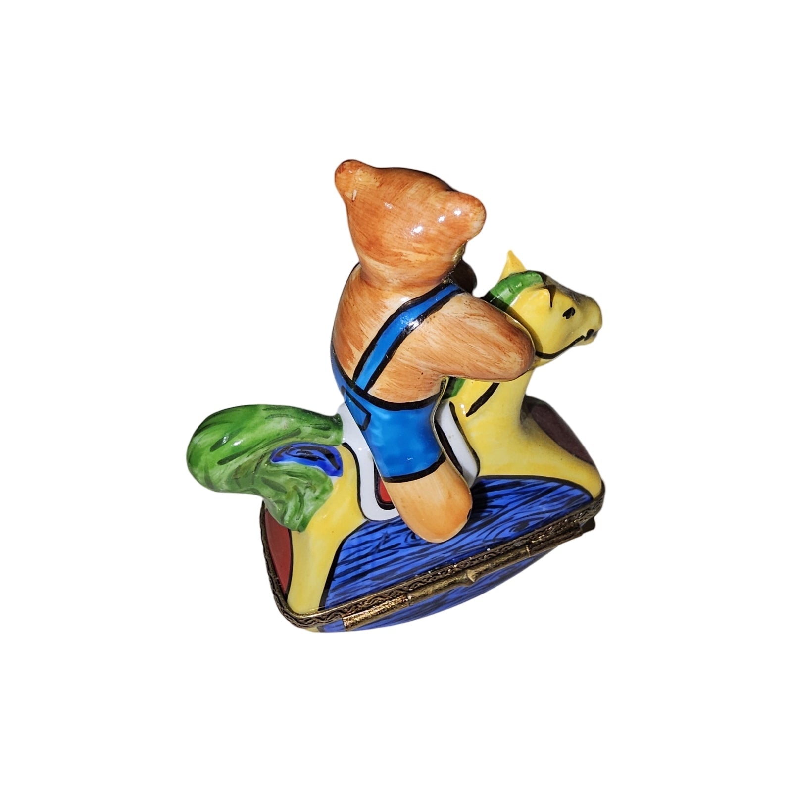 Teddy Bear Rocking Horse Box Porcelain Limoges Teddy kids baby babies children French Trinket Box