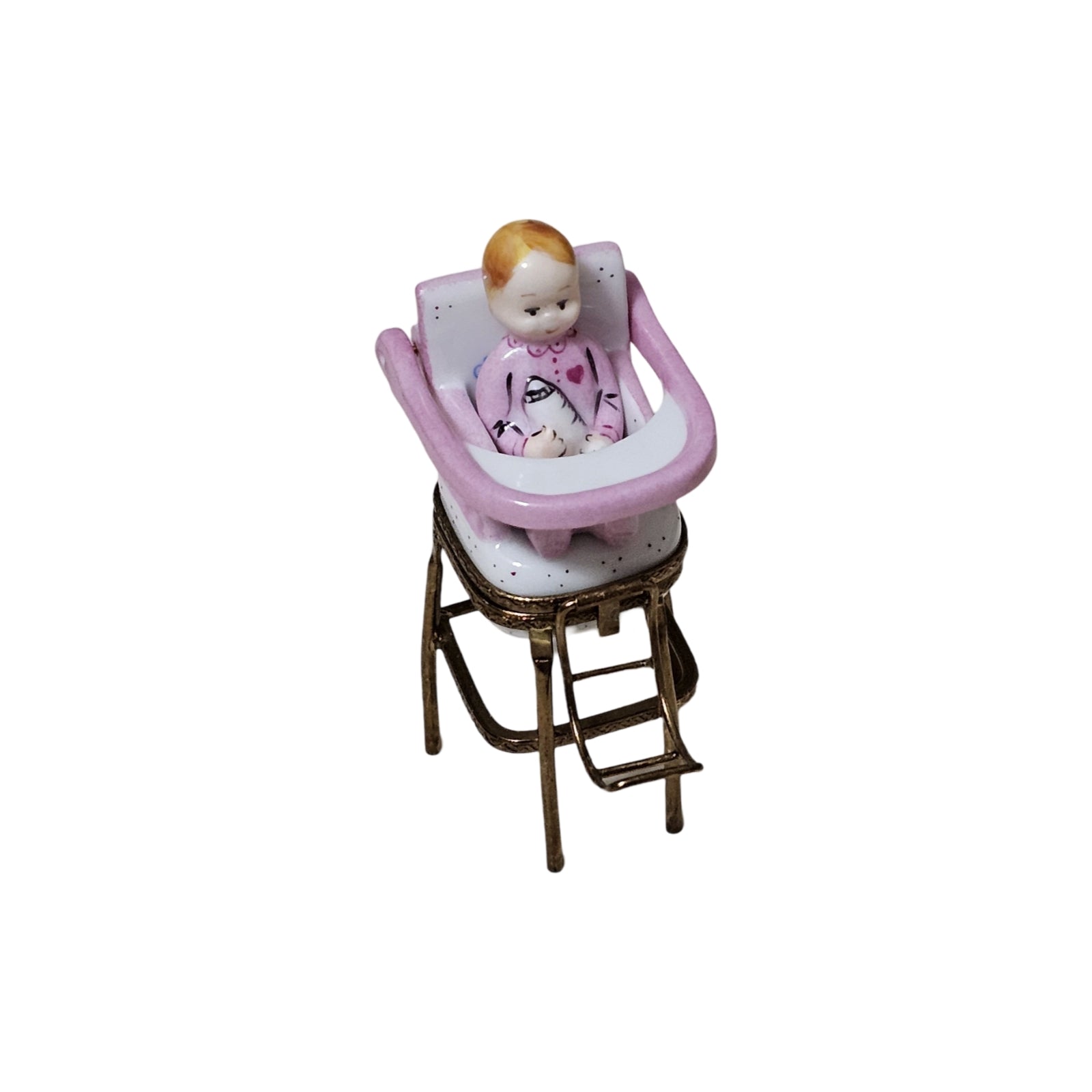 Charming Baby High Chair Keepsake Porcelain Limoges baby figurine French Trinket Box