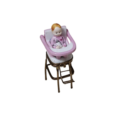 Charming Baby High Chair Keepsake Porcelain Limoges baby figurine French Trinket Box