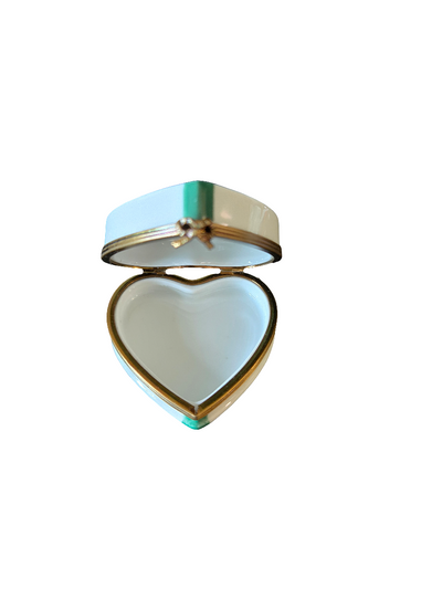 Green Heart Box with Chocolates Porcelain Limoges Heart love special French Trinket Box