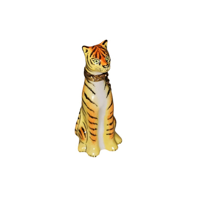 Majestic Tiger Figurine Box Porcelain Limoges cat wild animals French Trinket Box