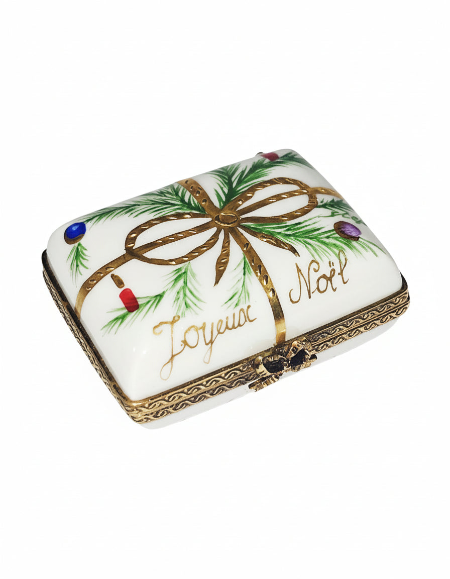 Joyeuse Noel Gold Bow Christmas Rectangle