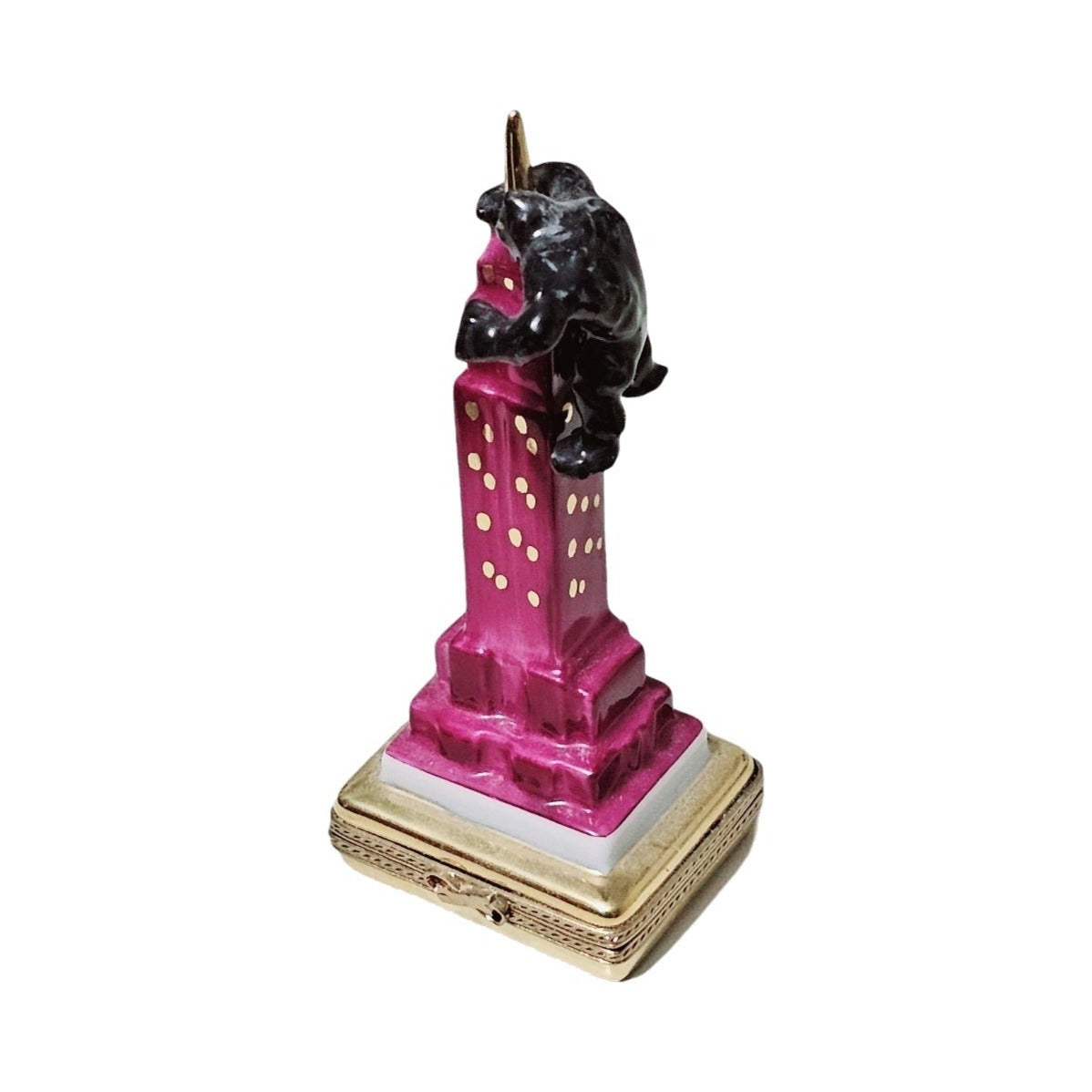 Painted details on the King Kong New York Limoges box, French art in miniature