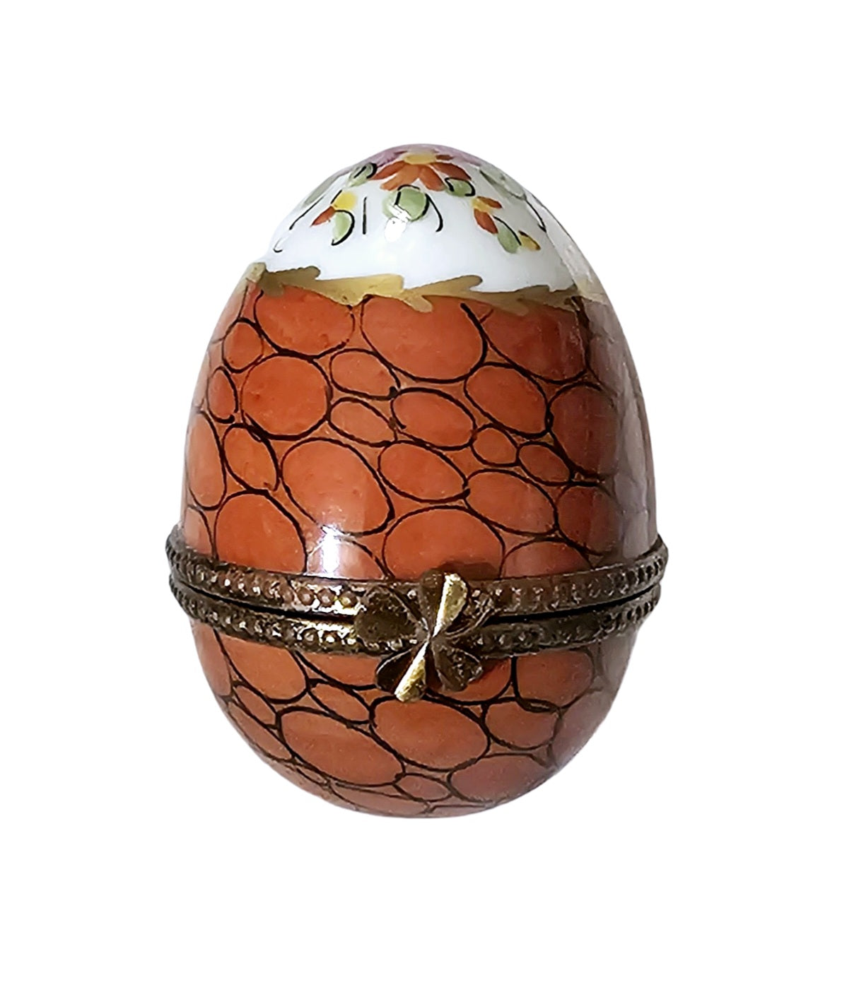 Vibrant Floral Limoges Egg Box Porcelain Limoges egg French Trinket Box