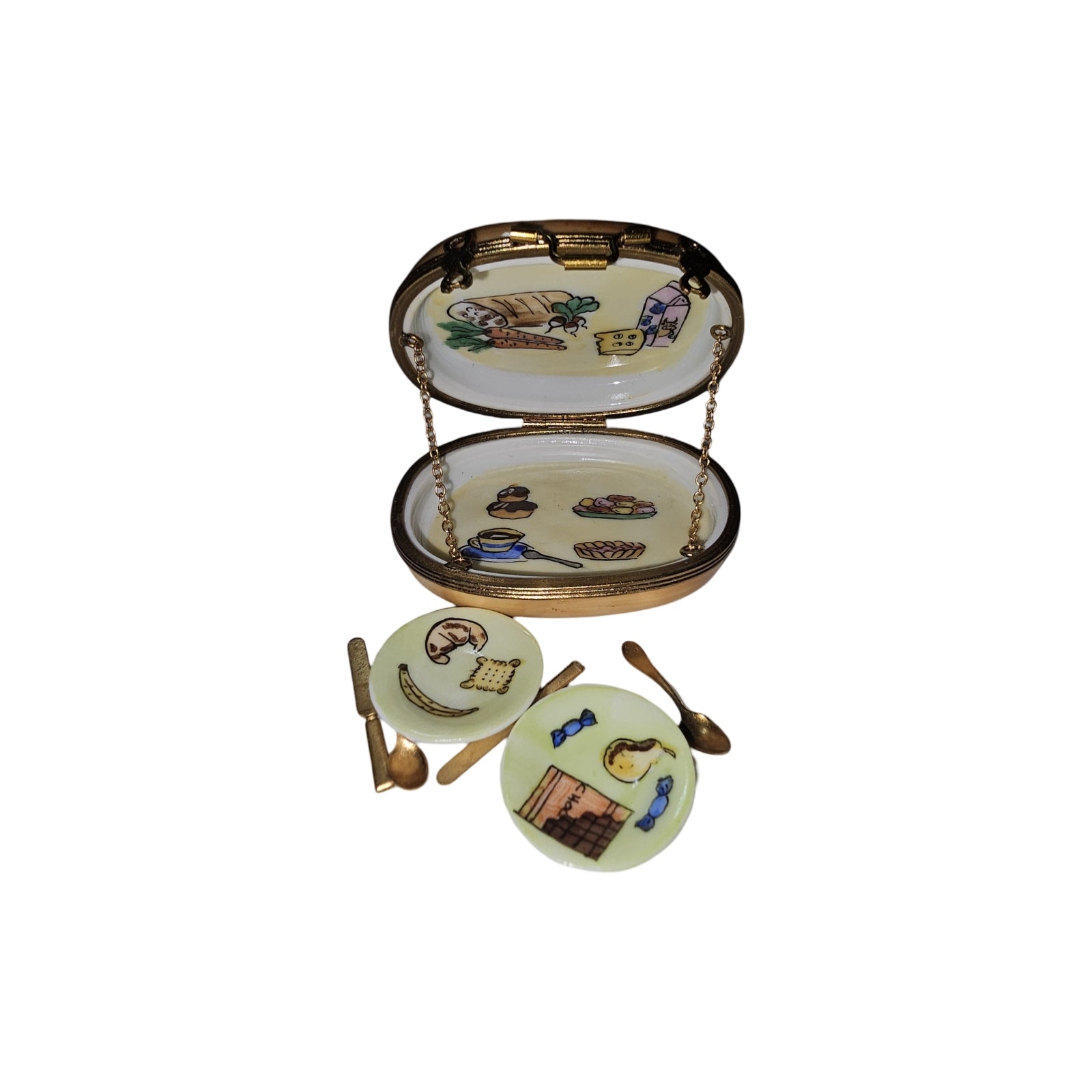Charming Picnic Delight Limoges Box Porcelain Limoges Special Basket Beach French Trinket Box
