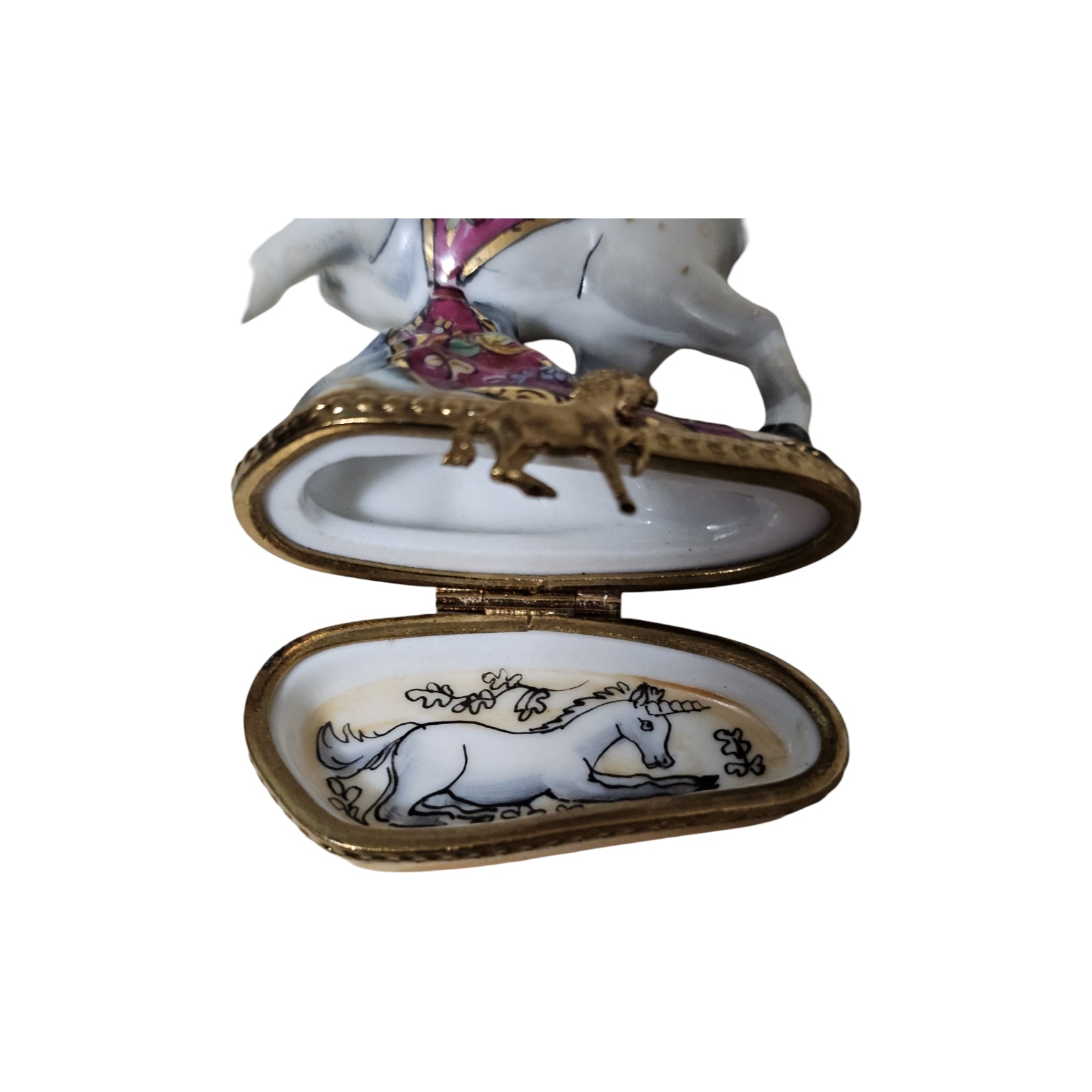 Magical White Unicorn Limoges Box Porcelain Limoges Myth fairy baby art French Trinket Box