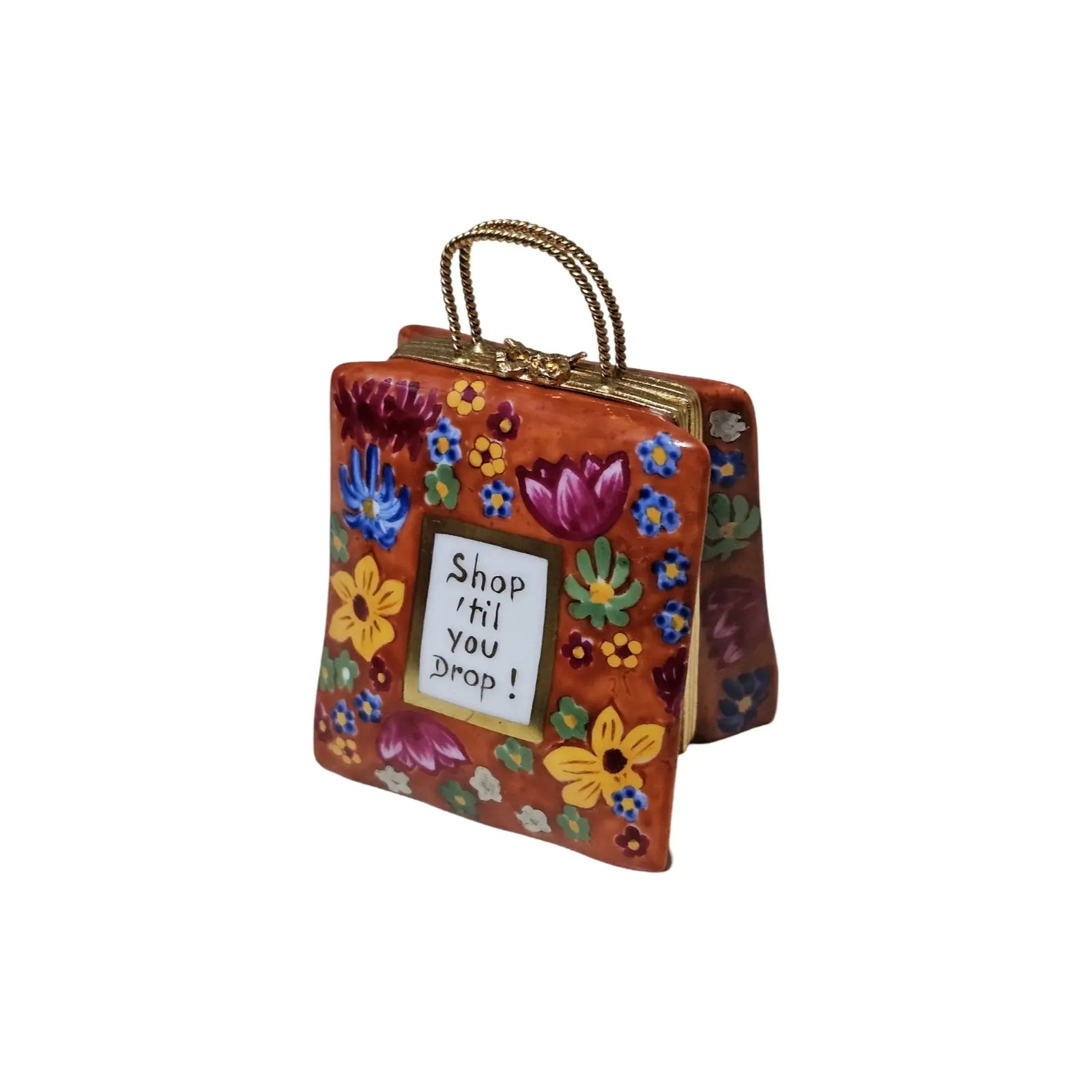 Floral Elegance Shopping Box Porcelain Limoges Purse bag French Trinket Box
