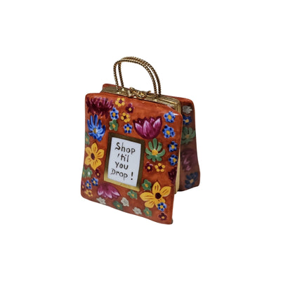 Floral Elegance Shopping Box Porcelain Limoges Purse bag French Trinket Box