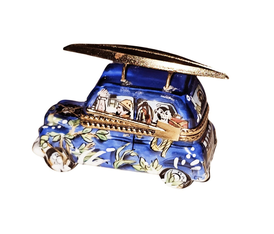 Beach Car with Surfboard Charm Porcelain Limoges Car beach French Trinket Box