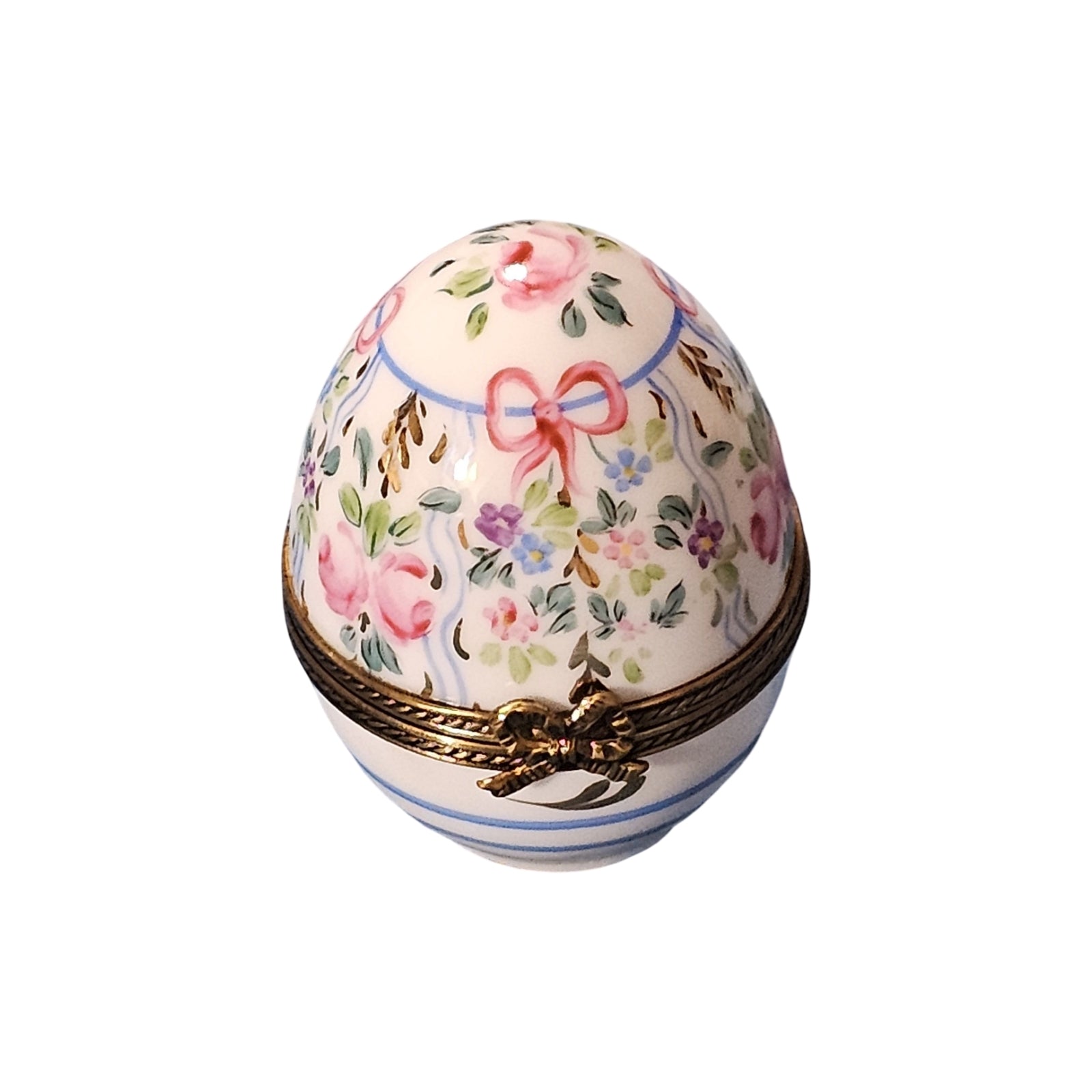 Floral Elegance Limoges Egg Porcelain Limoges egg French Trinket Box