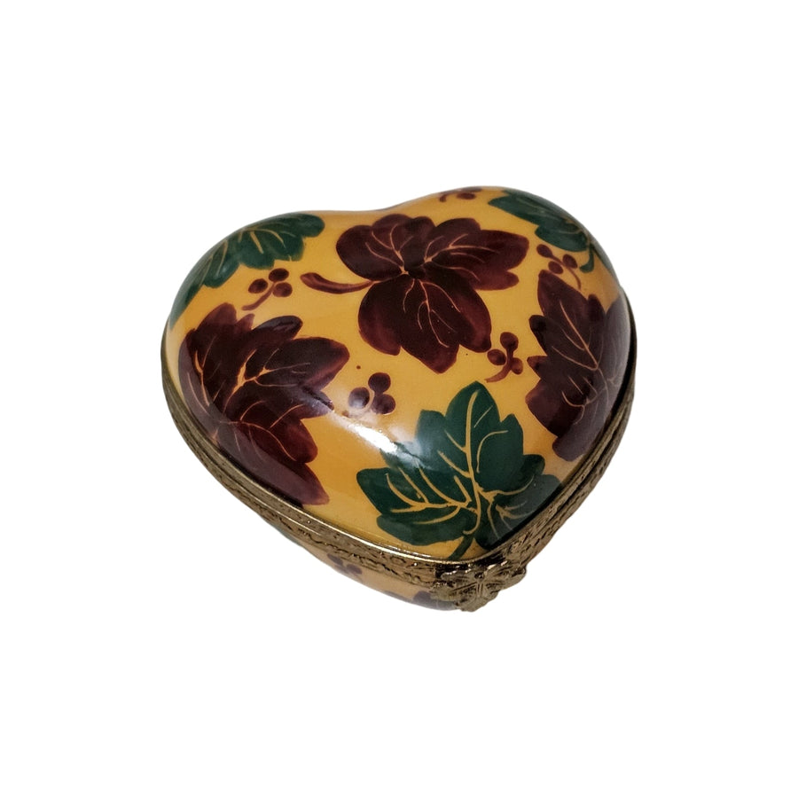 Autumn Leaves Heart Keepsake Box Porcelain Limoges Heart autumn French Trinket Box