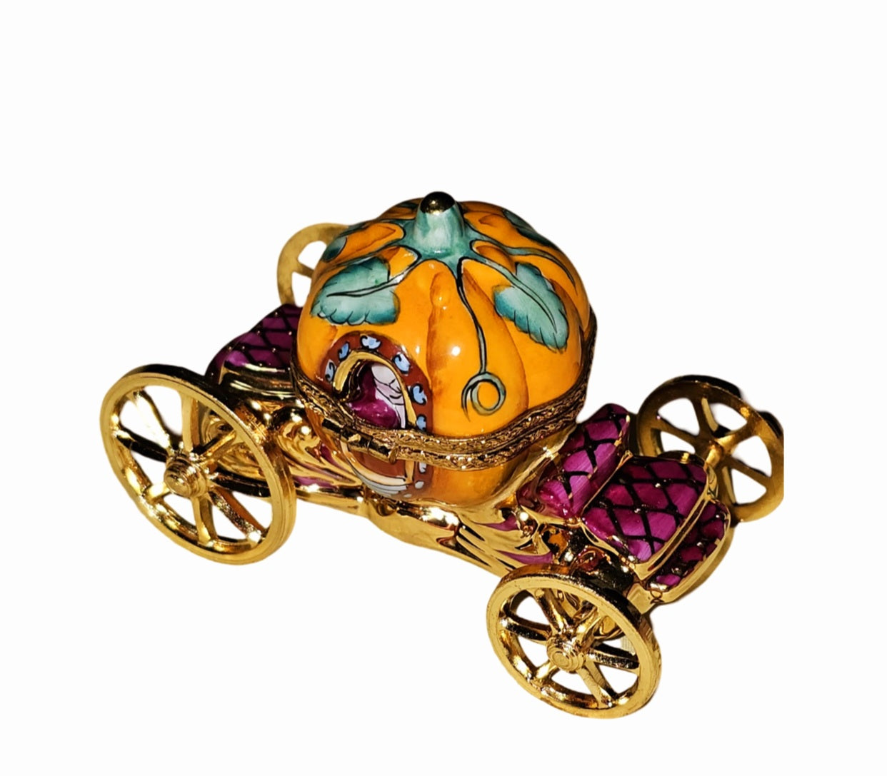 Cinderella Pumpkin Coach Limoges Box Porcelain Limoges Kids fairy tail myth French Trinket Box