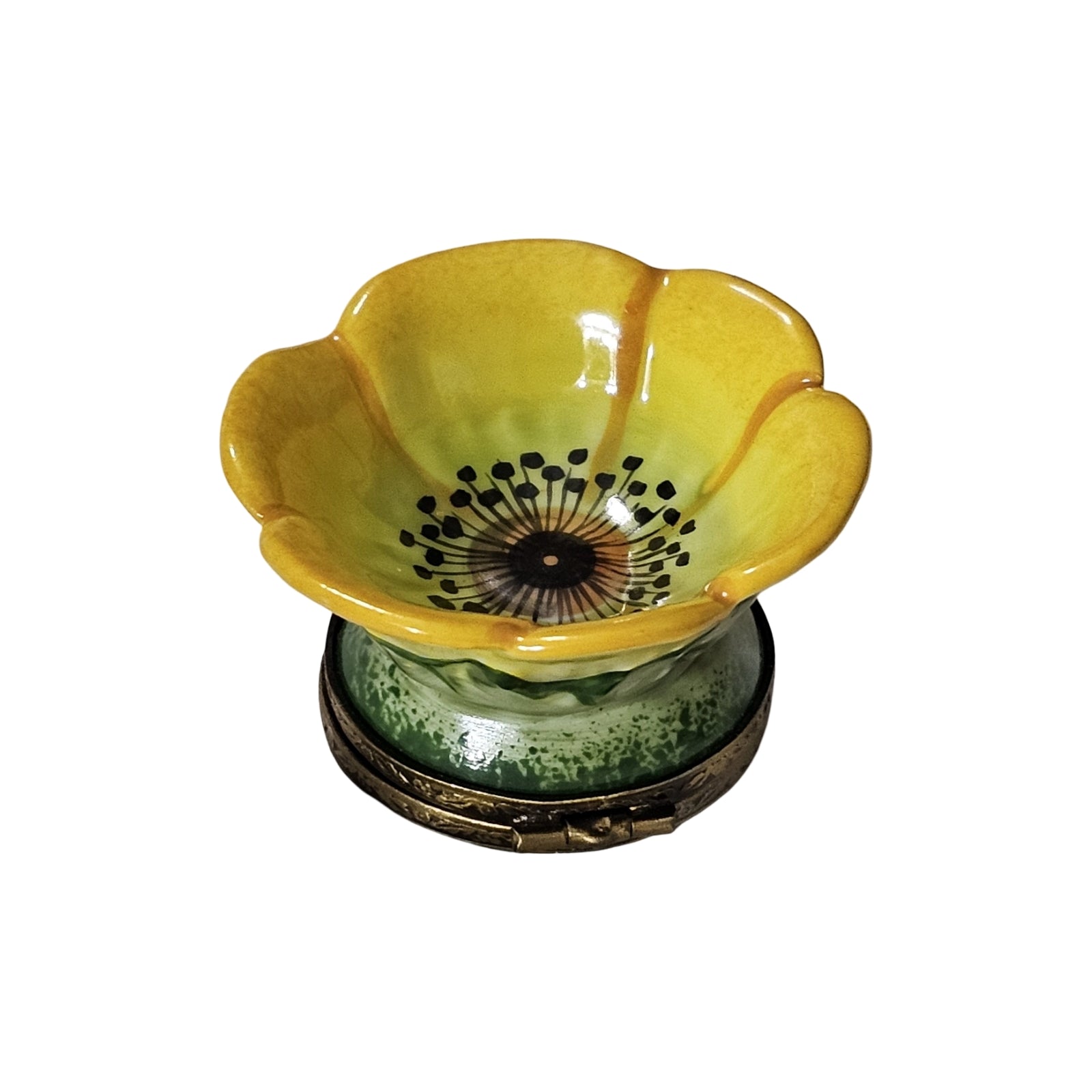 Medium Yellow Flower Limoges Box Porcelain Limoges flower French Trinket Box