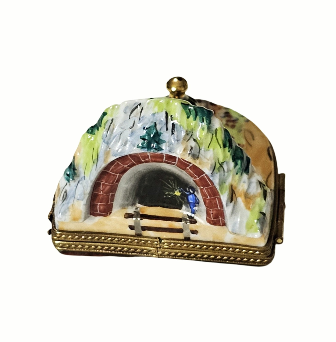 Train in Tunnel Limoges Box Porcelain Limoges train French Trinket Box