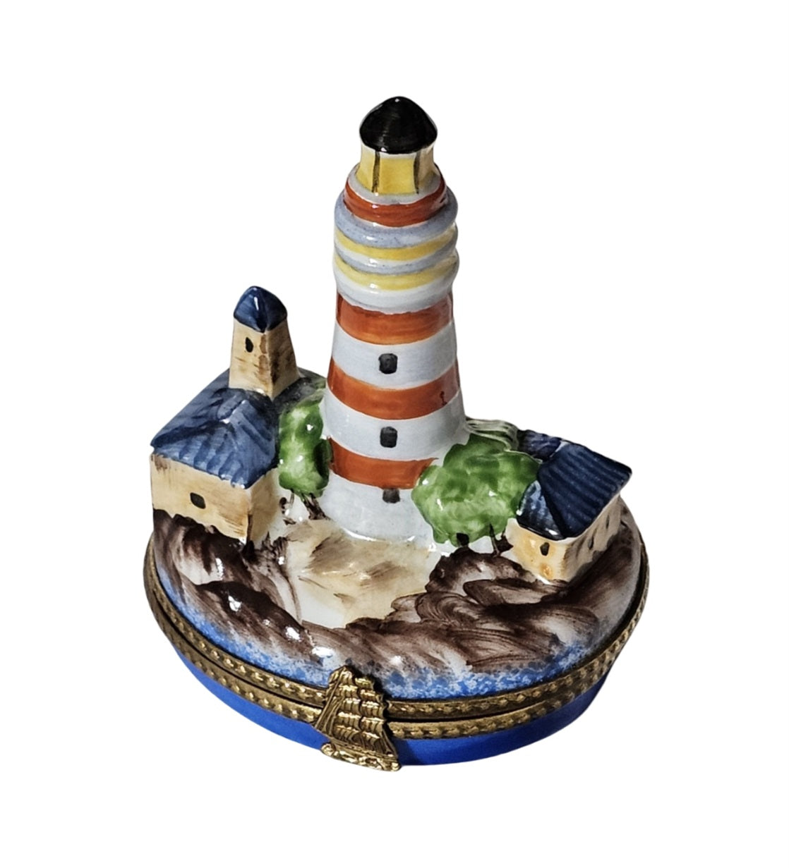 Lighthouse Coastal Treasure Box Porcelain Limoges beach travel French Trinket Box