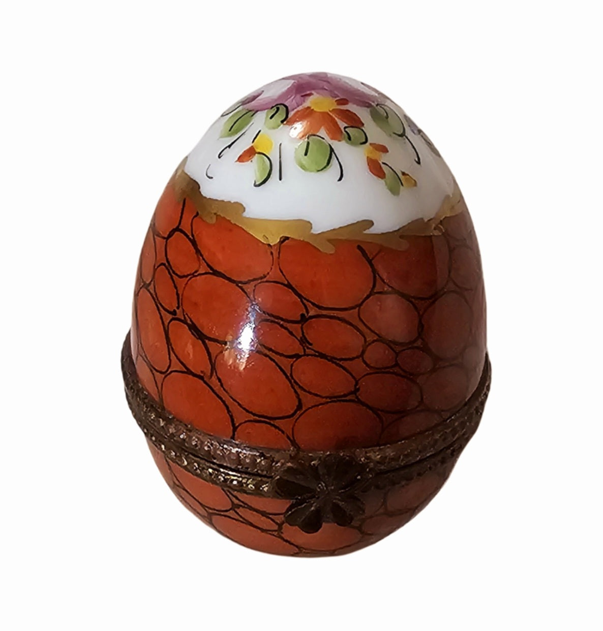 Vibrant Floral Limoges Egg Box Porcelain Limoges egg French Trinket Box