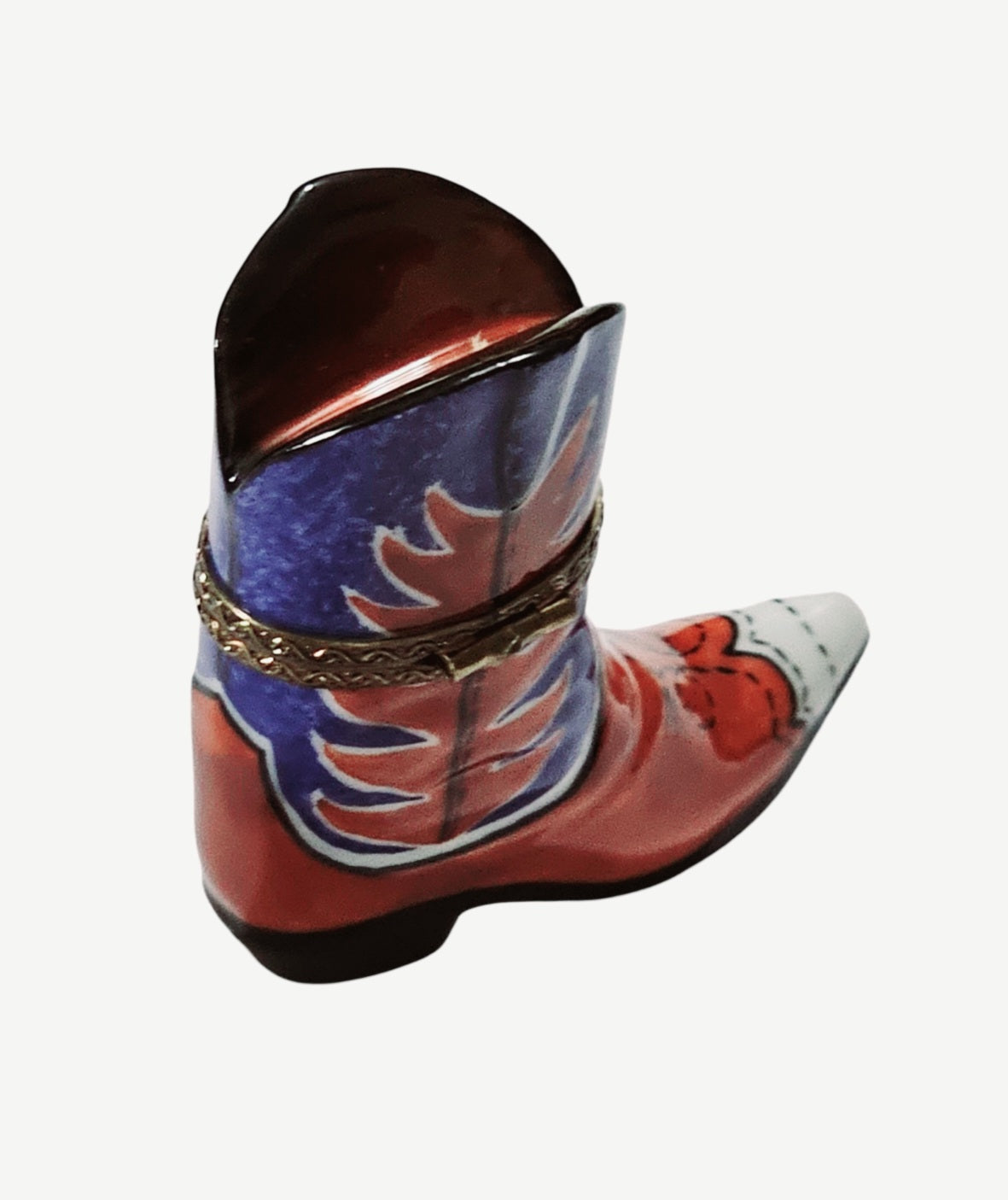 Vibrant Cowboy Boots Limoges Box Porcelain Limoges united states shoe French Trinket Box