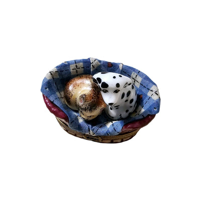 Dalmatian Puppy and Cat Treasure Porcelain Limoges Dog cat French Trinket Box