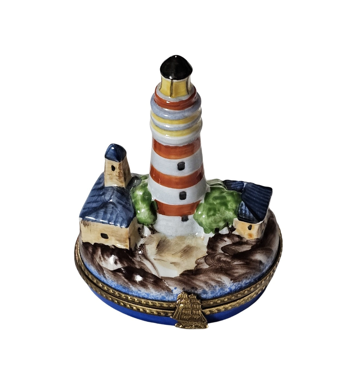Lighthouse Coastal Treasure Box Porcelain Limoges beach travel French Trinket Box