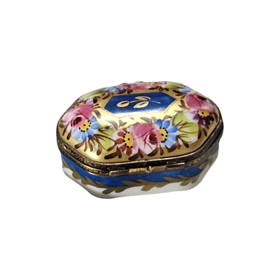 Elegant Blue Floral Limoges Box Porcelain Limoges traditional French Trinket Box