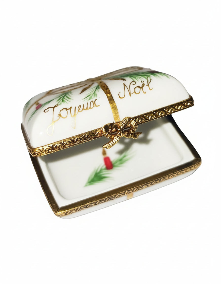 Joyeuse Noel Gold Bow Christmas Rectangle