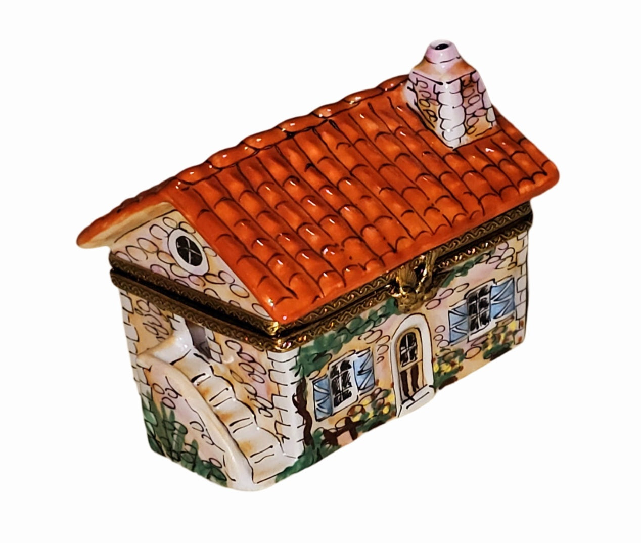 Charming Red Roof Treasure Box Porcelain Limoges Home special French Trinket Box