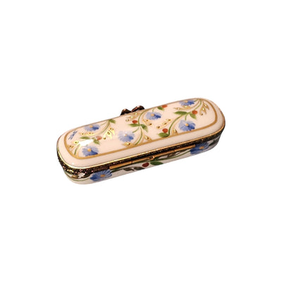 Blue Floral Elegance Box Porcelain Limoges traditional French Trinket Box