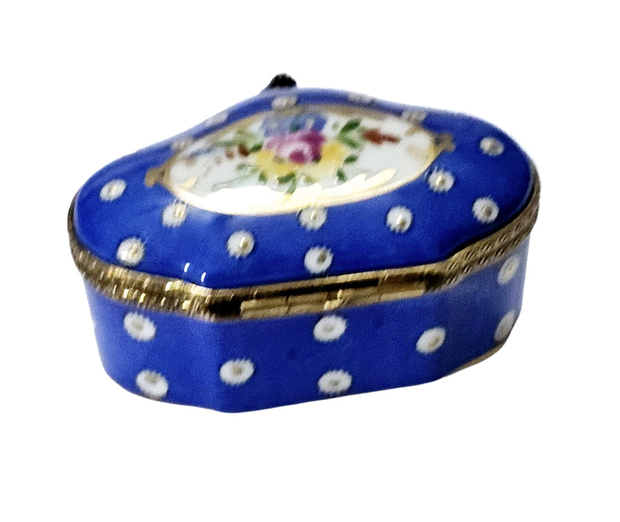 Blue Scalloped Floral Limoges Box Porcelain Limoges traditional French Trinket Box
