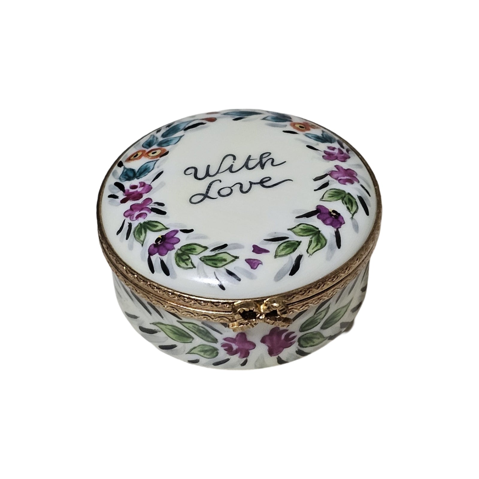 With Love Floral Limoges Box Porcelain Limoges traditional French Trinket Box