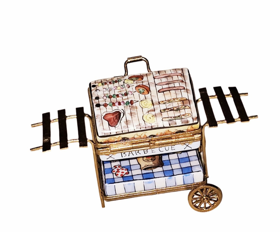 Barbecue Grill Artistry Box Porcelain Limoges Food summer Beach French Trinket Box