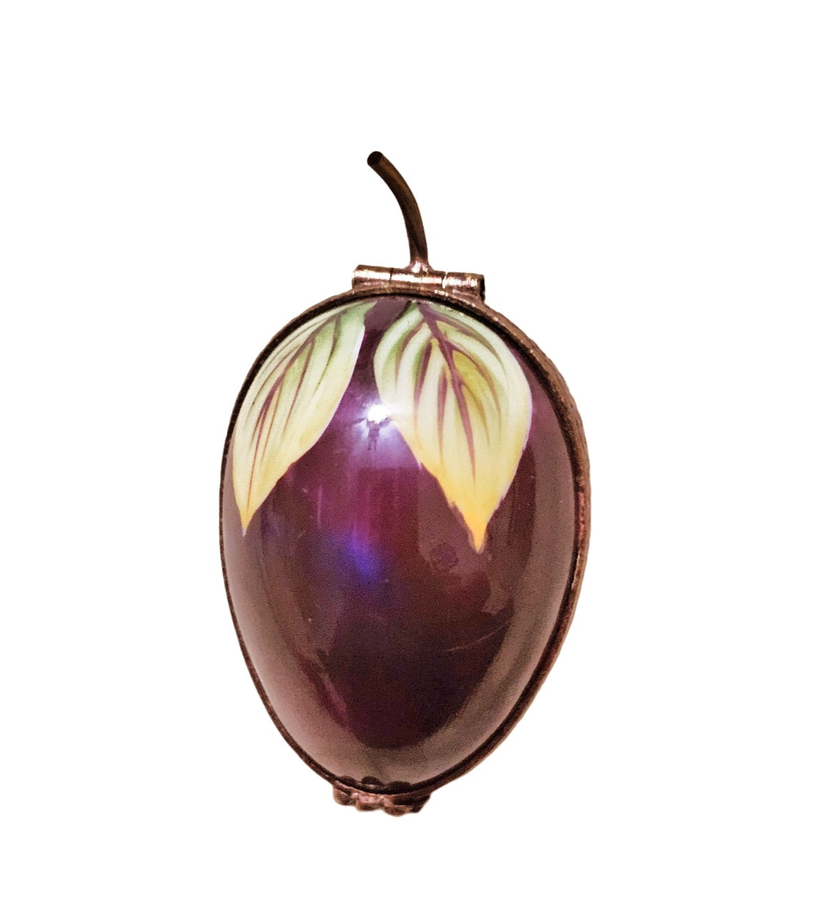 Hand-Painted Limoges Plum Box Porcelain Limoges Fruit French Trinket Box