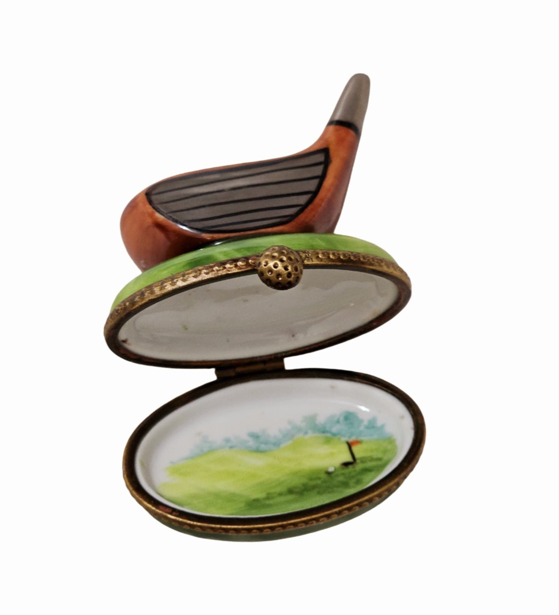 Brown Golf Club Limoges Collectible Porcelain Limoges sports French Trinket Box