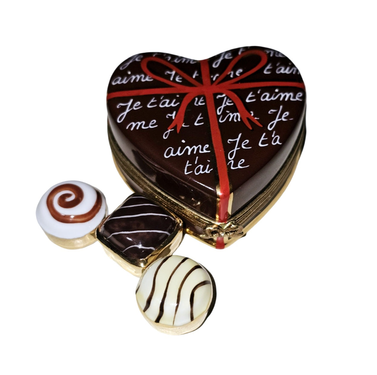 Chocolate Heart Keepsake Box Porcelain Limoges love valentine Heart Dessert French Trinket Box