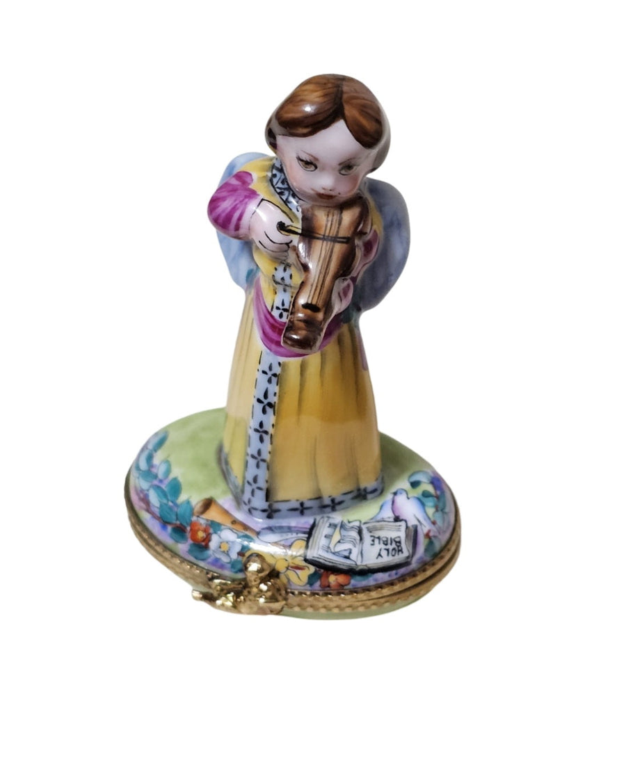 Angel Serenade Violin Limoges Box Porcelain Limoges Angel Christian French Trinket Box