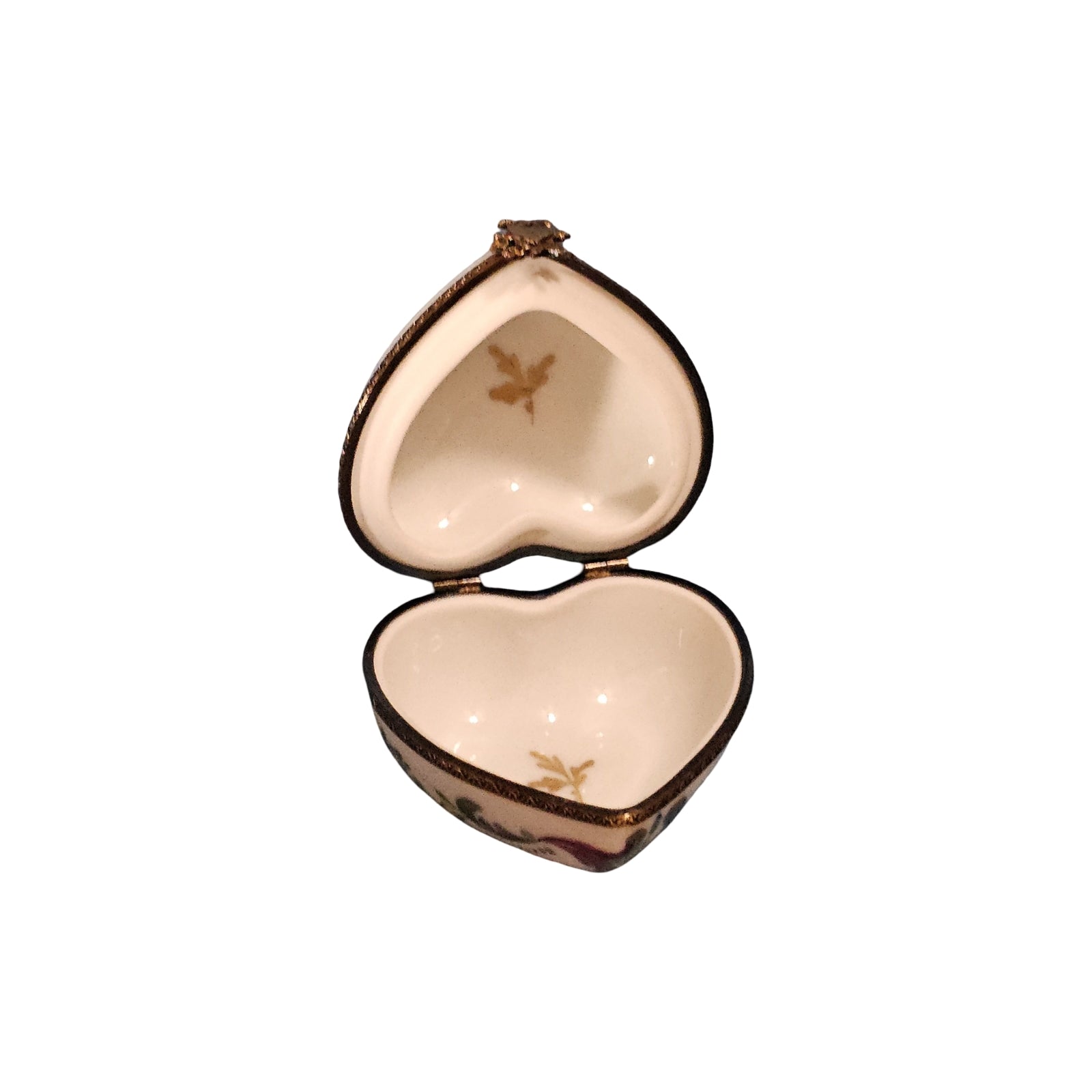 Floral Elegance Heart Box Porcelain Limoges Heart French Trinket Box