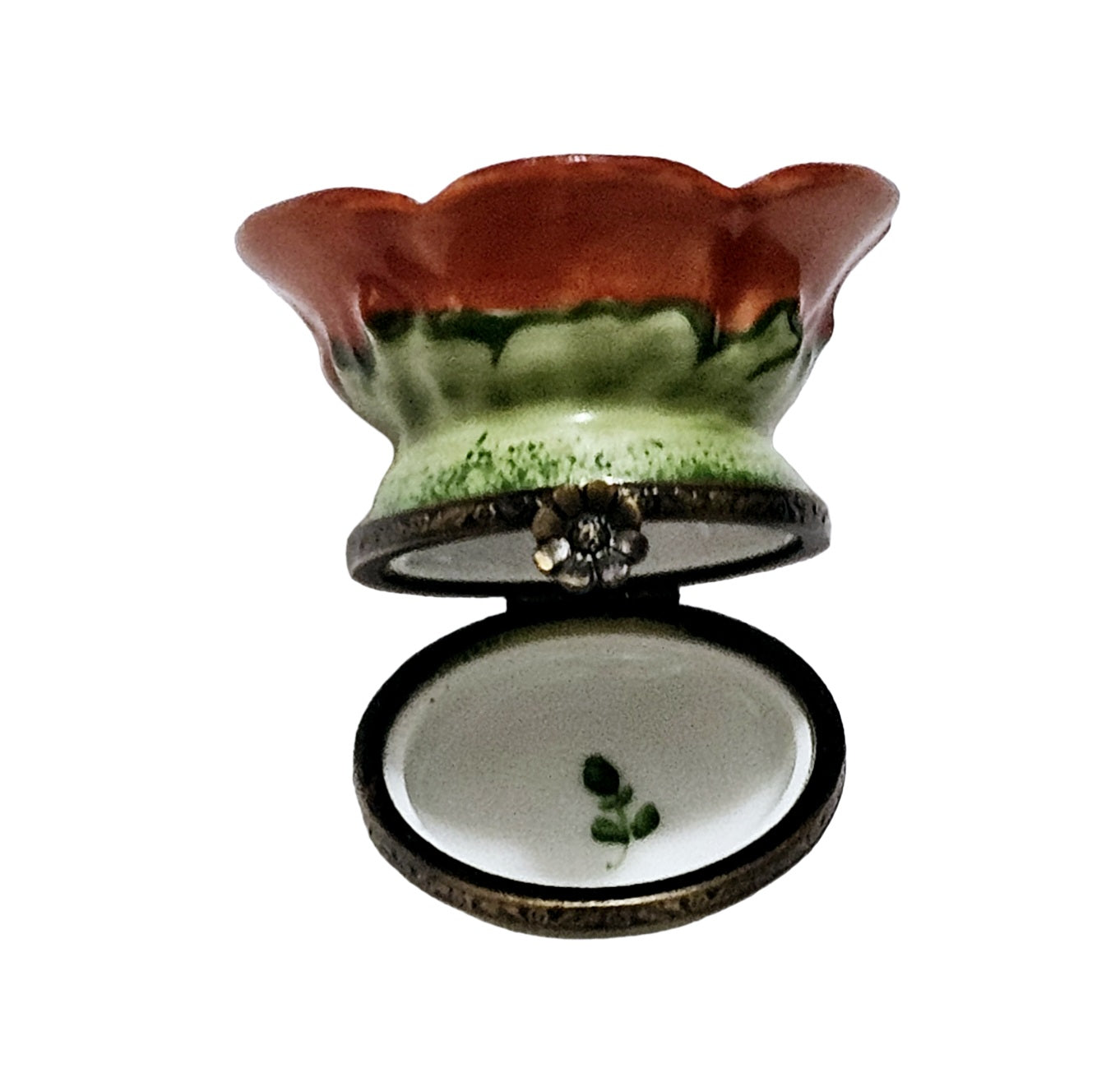 Medium Orange Flower With Bee Porcelain Limoges flower French Trinket Box