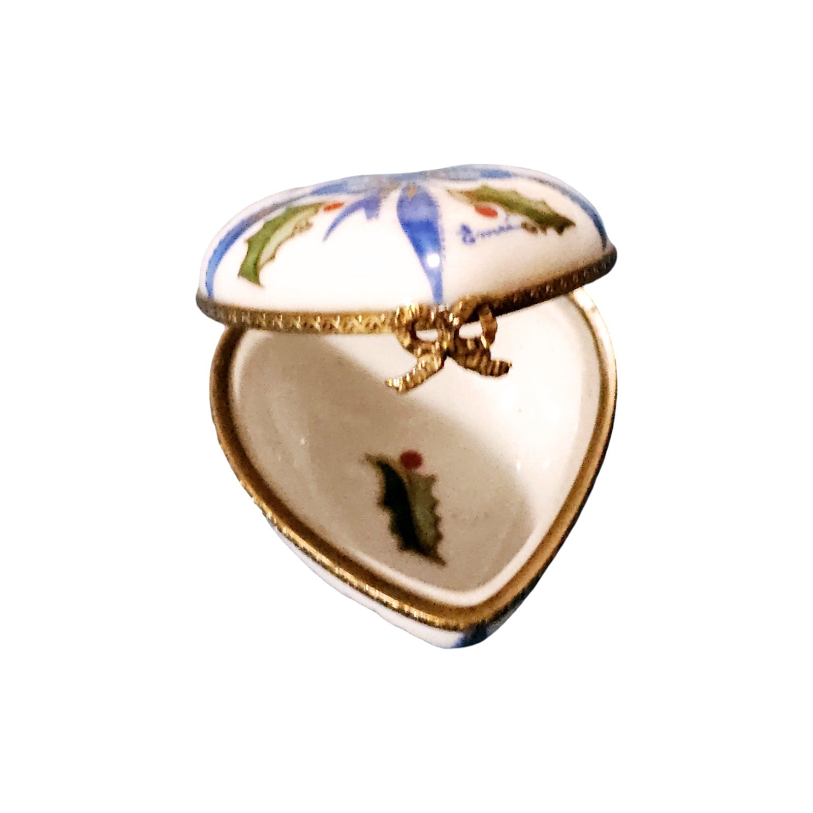 Christmas Heart Joyeux Noel Box Porcelain Limoges heart xmas christmas French Trinket Box