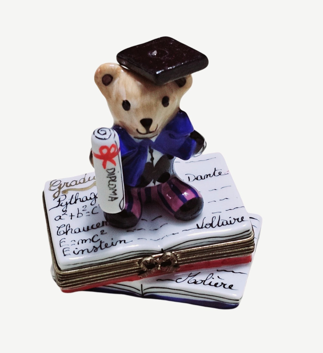 Graduate Teddy Figurine Delight Porcelain Limoges Graduation professional Teddy French Trinket Box