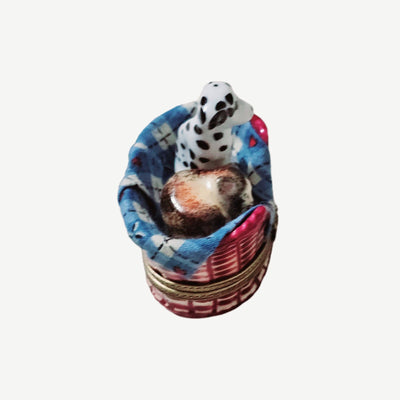 Dalmatian Puppy and Cat Treasure Porcelain Limoges Dog cat French Trinket Box
