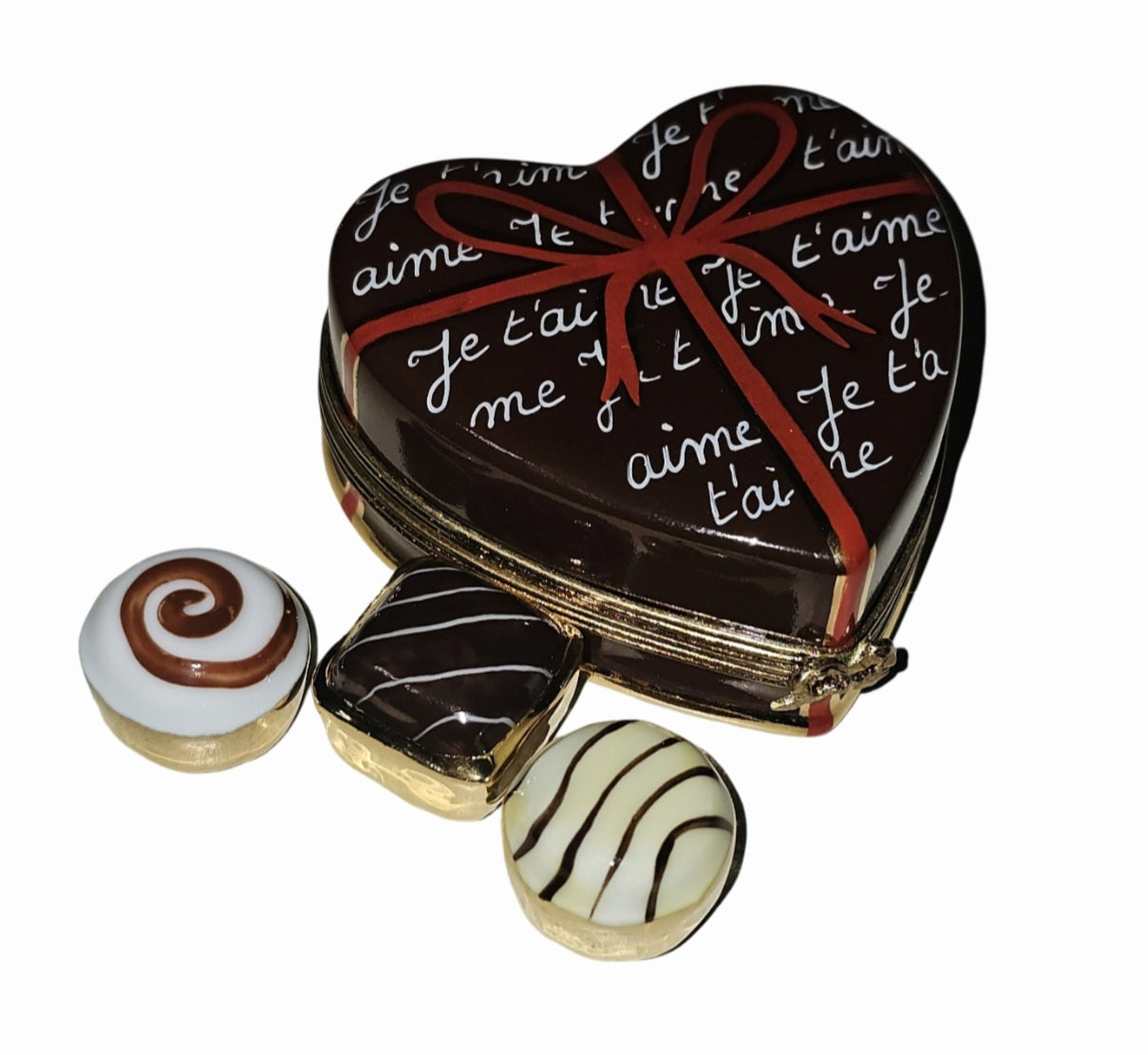 Chocolate Heart Keepsake Box Porcelain Limoges love valentine Heart Dessert French Trinket Box