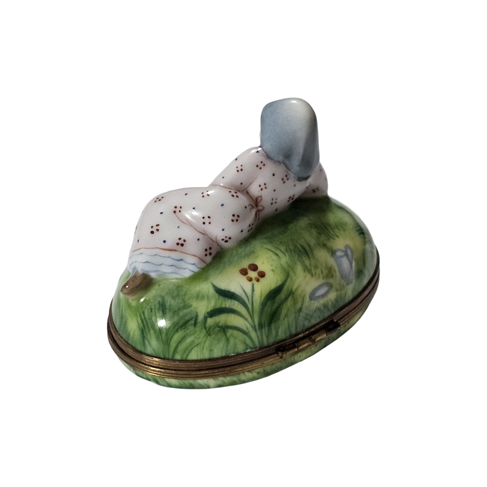 Serene Woman on Grass Limoges Box Porcelain Limoges travel woman French Trinket Box