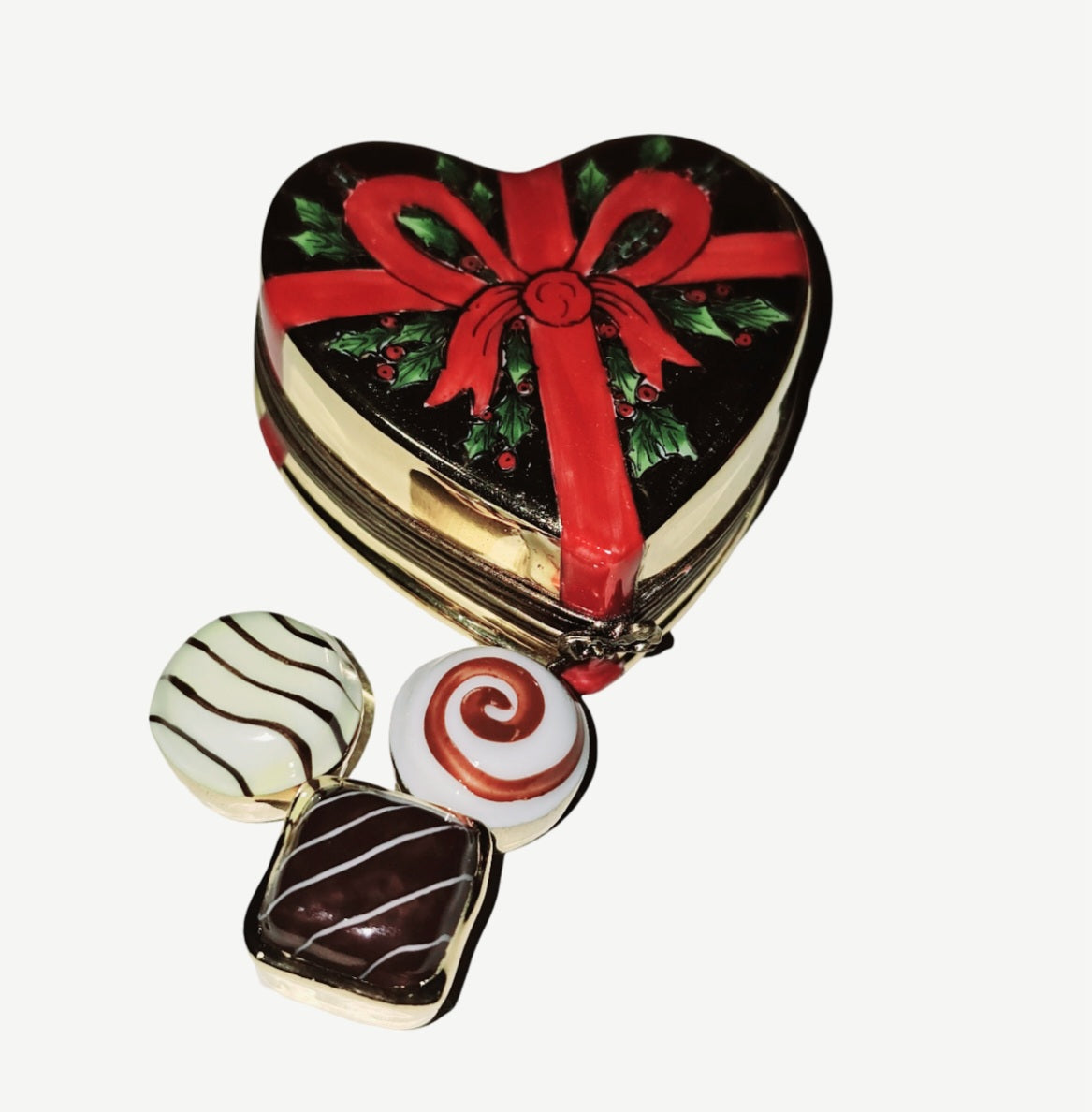 Heart Shaped Chocolate Gift Box Porcelain Limoges Heart anniversary love French Trinket Box