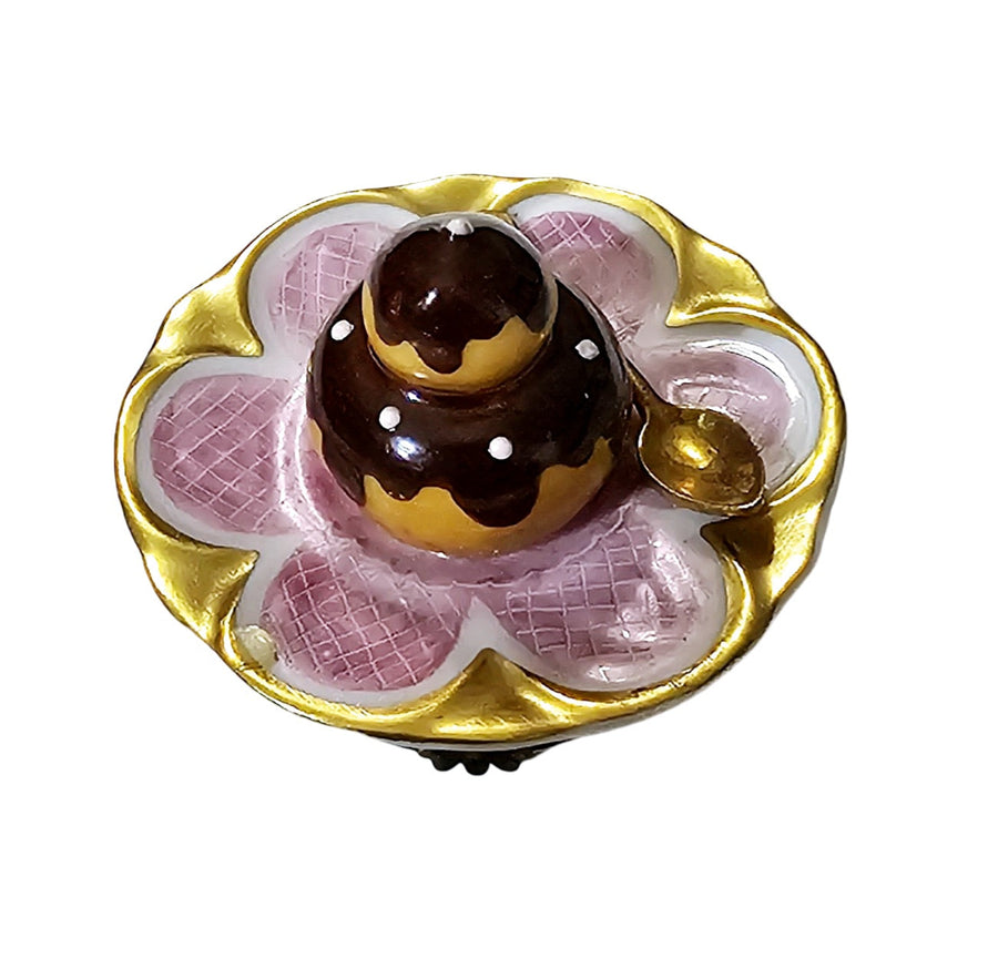 Cream Puff Pastry Treasure Porcelain Limoges Dessert French Trinket Box