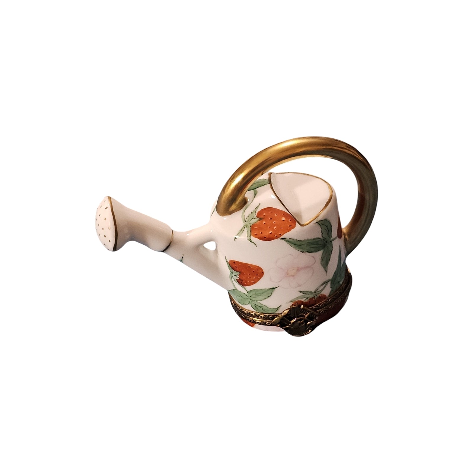 Strawberry Delight Watering Can Porcelain Limoges Garden French Trinket Box