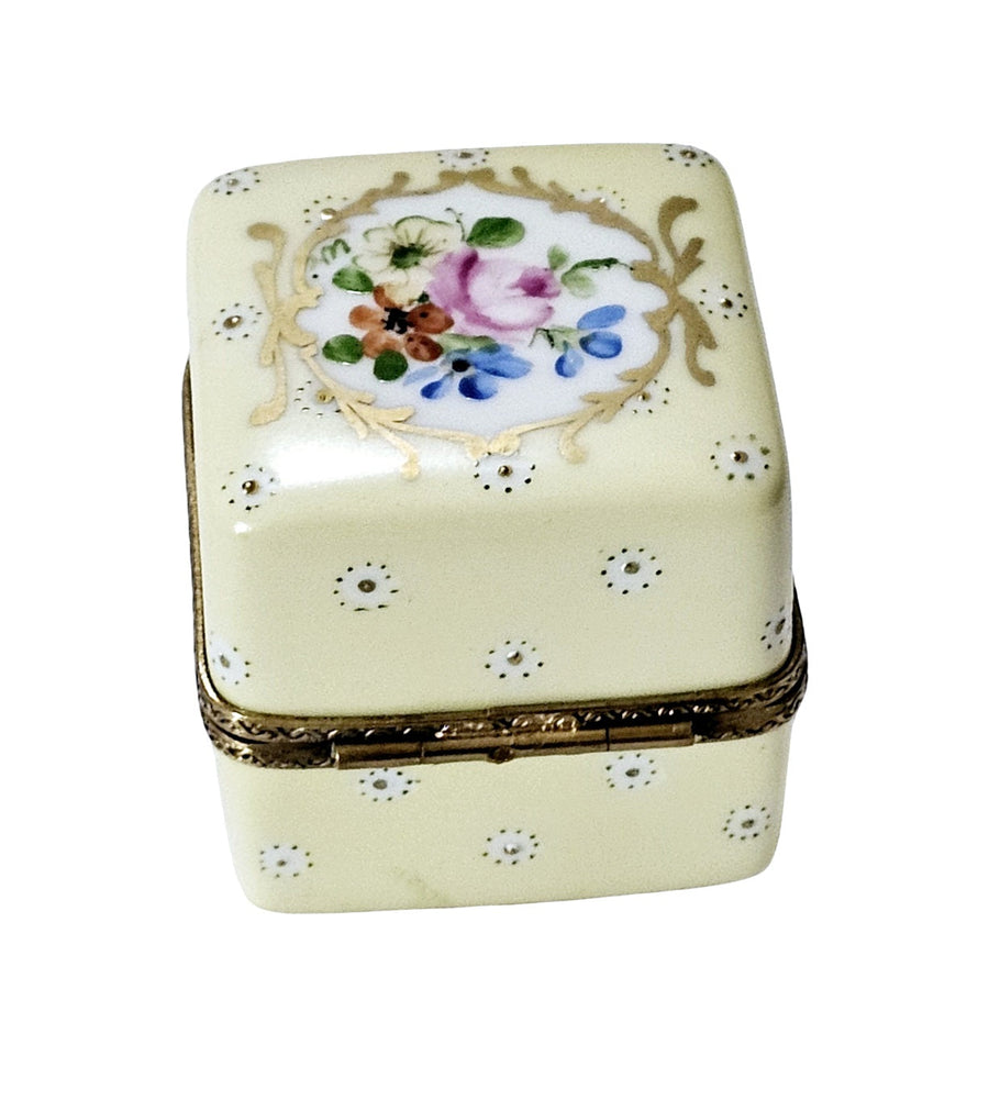 Light Yellow Floral Limoges Box Porcelain Limoges traditional French Trinket Box