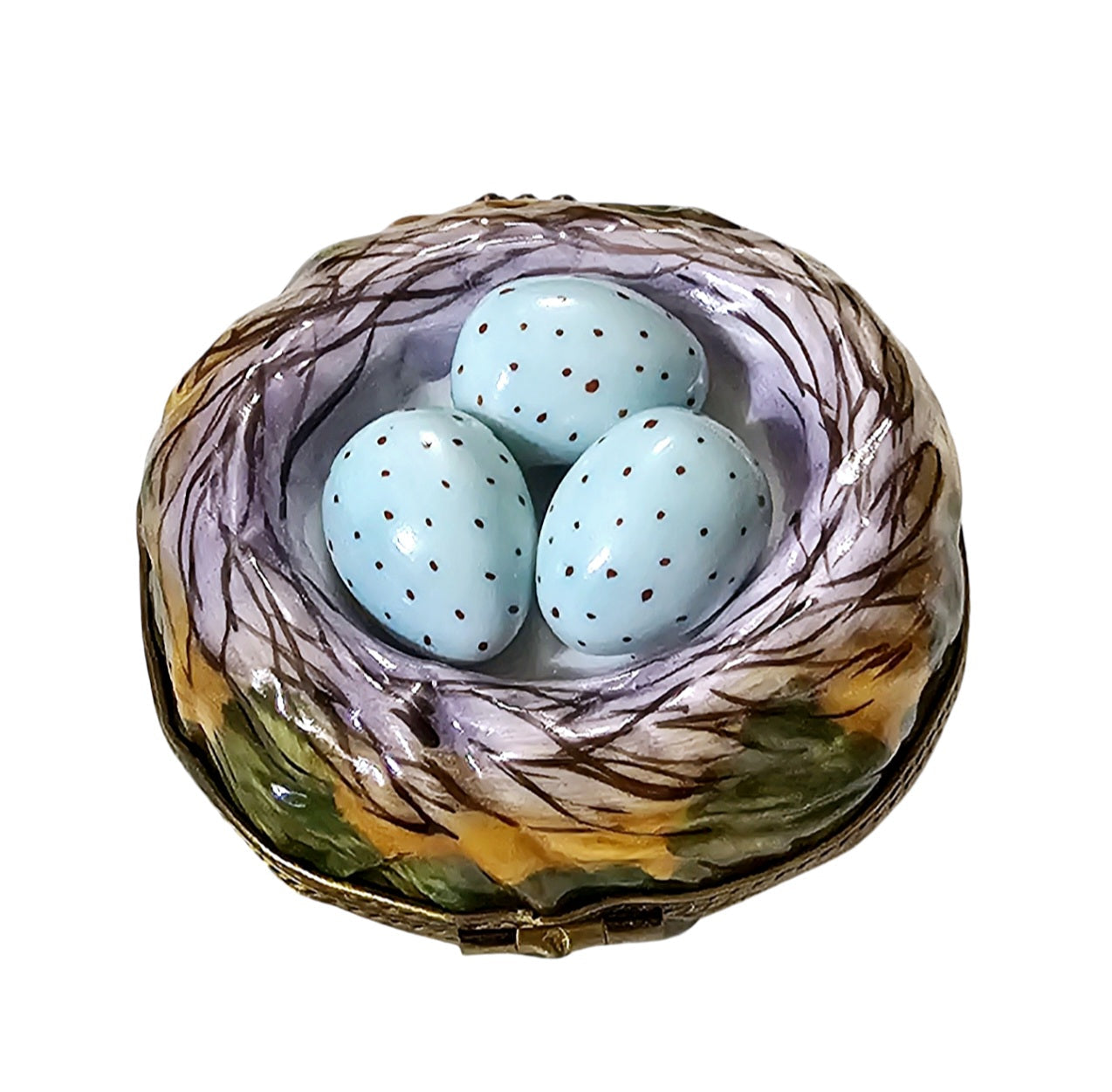 Vintage Limoges Bird Nest Box Porcelain Limoges wild bird garden French Trinket Box